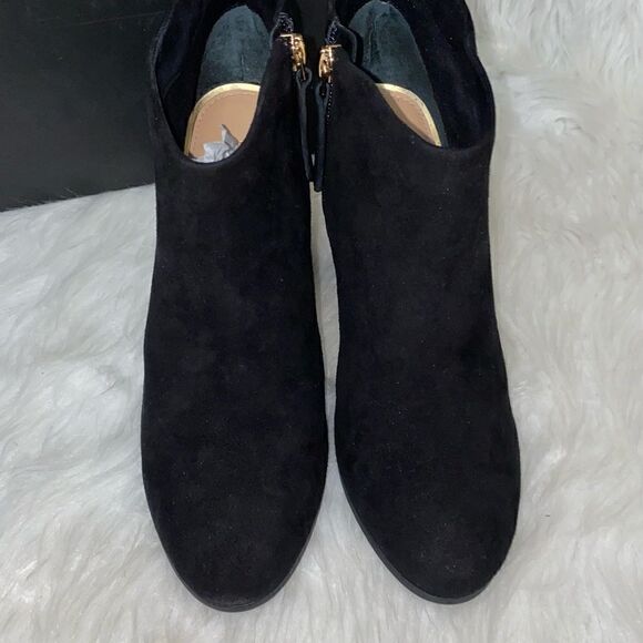 VC John Camuto Black True Suede Booties with Gold Trim - Picture 9 of 14